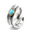Ko Бирюзовое Серебряное Кольцо Перо Спираль Свободный Размер и Кольцо [Silver One] Мужское (15 вверх)