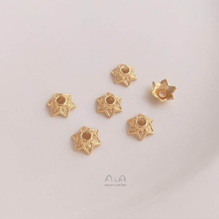 Позолоченная 14K шапочка-разделитель в виде цветка ромашки со звездой, полая, для изготовления ювелирных изделий своими руками