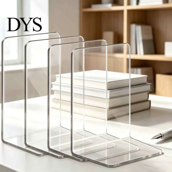 Decorative Book Organizer for Desk 1 Pc Clear Bookend Heavy Book, Acrylic Shelf Organizer, Vertical Workstations L Shaped Stopper Bedroom Library