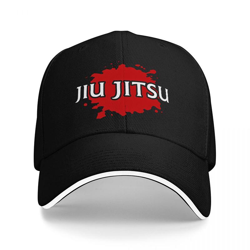 КЕПКА БЕЙСБОЛКА JIU JITSU BLOOD SPLASH LOGO ЧЕРНАЯ С БЕЛЫМ КАНТОМ СПОРТИВНЫЙ ДИЗАЙН ДЛЯ Мужчин И Женщин АКСЕССУАРЫ ДЛЯ ФАНАТОВ