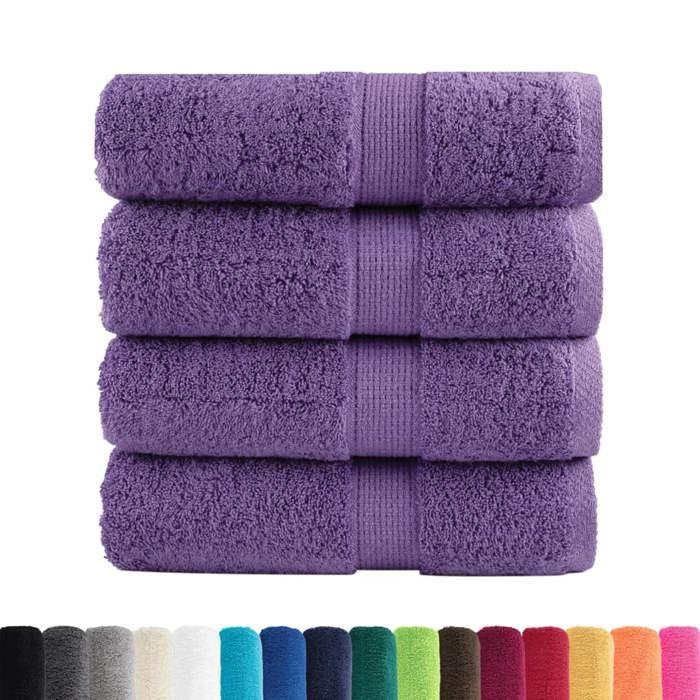 VidaXL Premium Face Cloths SOLUND 4 Pieces Purple 30 X 30 Cm 600 G/m² 137348