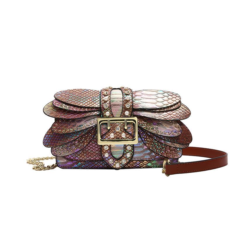 2025 Luxury Handmade Pearl Rivet Butterfly Wing Crossbody Shoulder Bag New Fashion Women Designer Handbag Retro Chain Square Bag