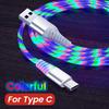 Светящийся USB-кабель типа C 3A, шнур для быстрой зарядки данных для Samsung Xiaomi OPPO Huawei IPhone, зарядное устройство, провод Micro USB, светодиодный кабель