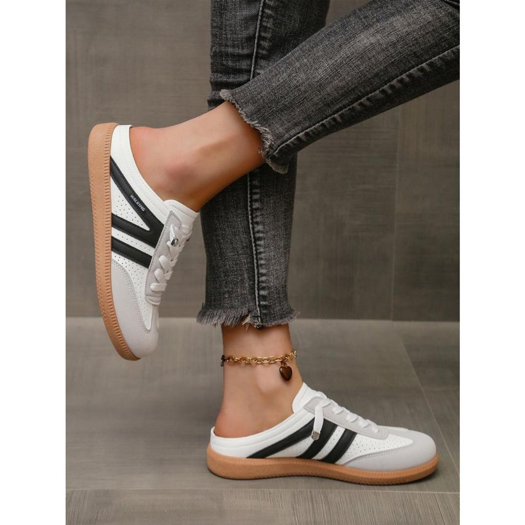 Полутапочки на плоской подошве для женщин, без каблука, повседневная обувь для серфинга, легкие, большого размера, маленькие белые туфли