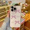 Transparent Polka Dot Pink Bow Phone Case for Apple 16 Pro Max, 14, 15, 16, 12