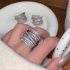 Chain Zircon Winding Ring Exaggerated Creative Food Ring Women'S Versatile Niche High-End Hand Jewelry