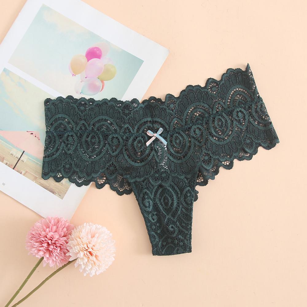 Women Middle Waist Lace Panties Boxer T-back Thongs Ladies G-String Underpants