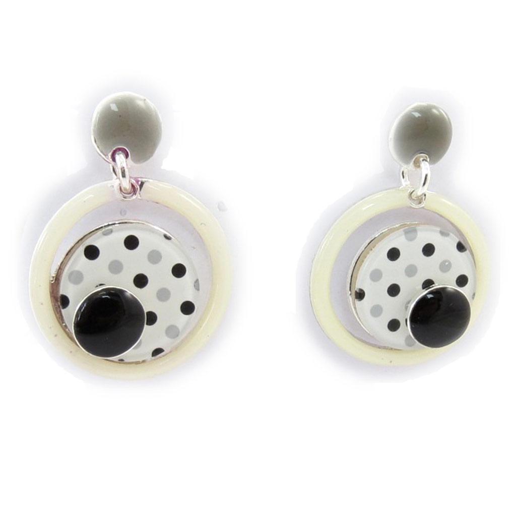 NOA [K0233] - 'Coloriage' Designer Earrings, Ivory Gray
