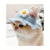 1pc Handmade Crochet Pet Hat With Small Flower Pattern, Suitable For Small And Medium Dogs Or Cats