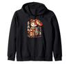 Maneki Neko Geisha Hikasa Geisha Umbrella Yukata Kimono Cat Hoodie Zip-Up