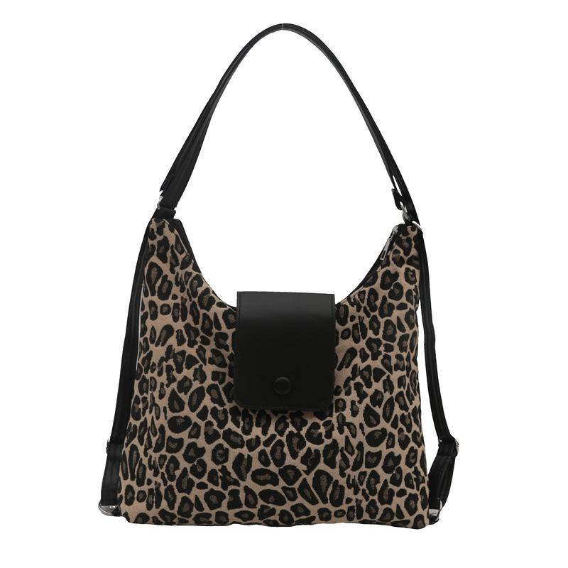 High Value Large Capacity Tote Bag Women's 2025 New Trendy Fashion Retro Leopard Print Shoulder Bag Multi-functional Backpack