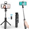 1 dona Yangi Bluetooth Selfie Stick Mobil Telefon Ulagichi Yig'iladigan Portativ Ko'p funksiyali Mini Shtativ Simsiz Masofadan Boshqarish Tugmasi bilan