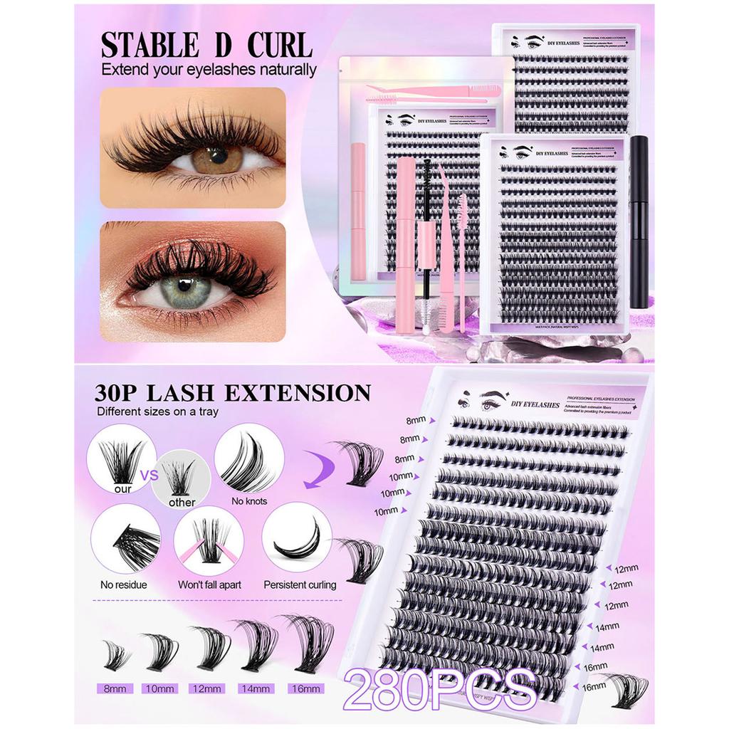 Single Eyelash Extension DIY Segmented Eyelash Thick D Curve False Eyelash for Eye Makeup