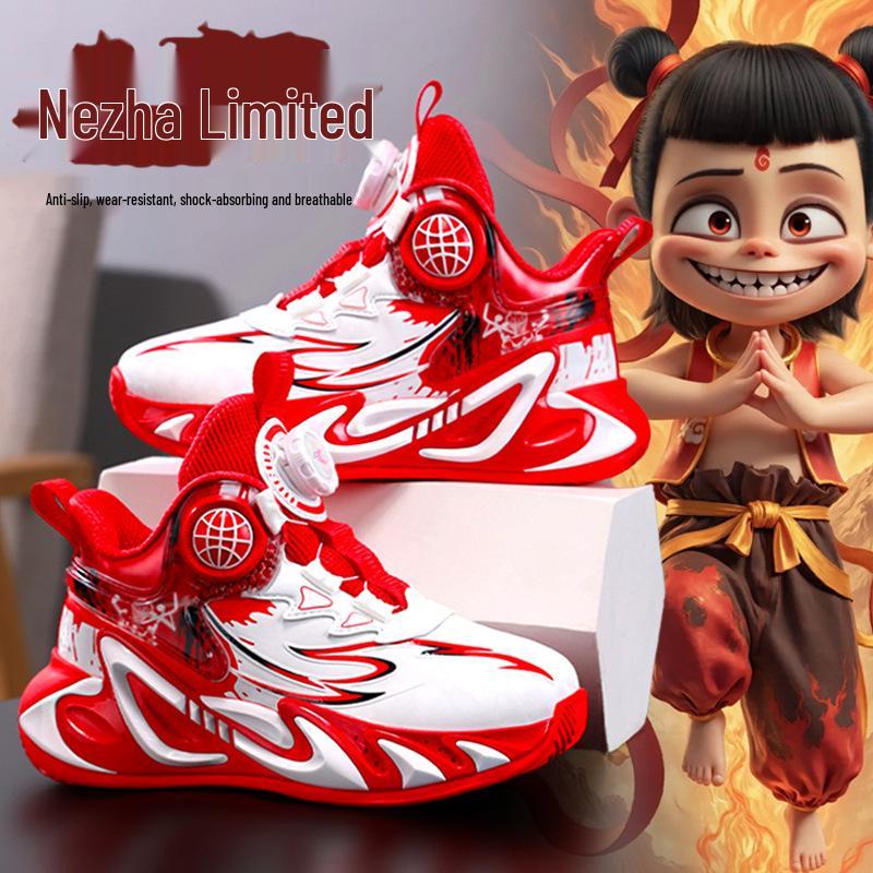 Зимние спортивные кроссовки для мальчиков Nezha 2025: Нескользящие баскетбольные кроссовки с бархатной подкладкой