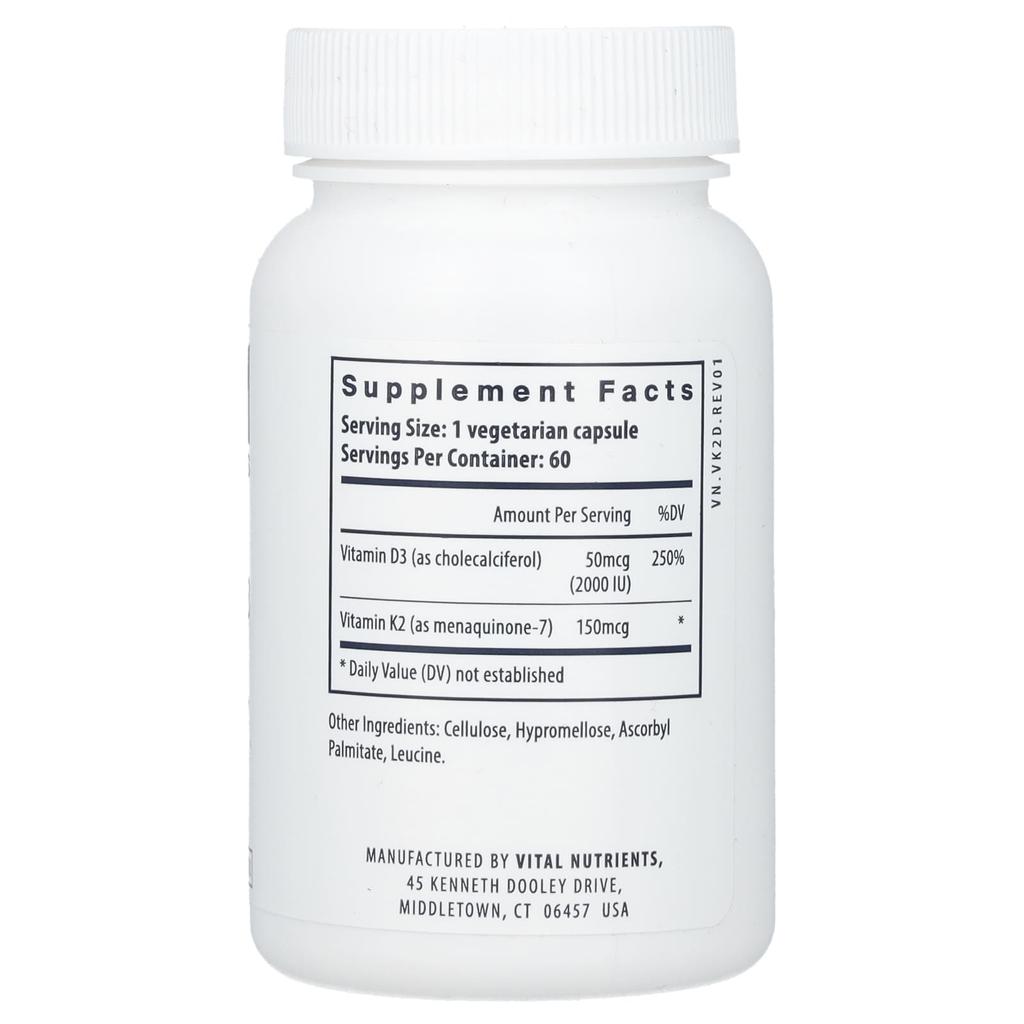 Vital Nutrients, K2-7 + D3, 60 растительных капсул