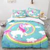 Cute Couple Of Pony Duvet Cover Set 3D Unicorn Pony Horse Polyester Quilt Cover With Pillow Shams For Kids Adults Bedding Set