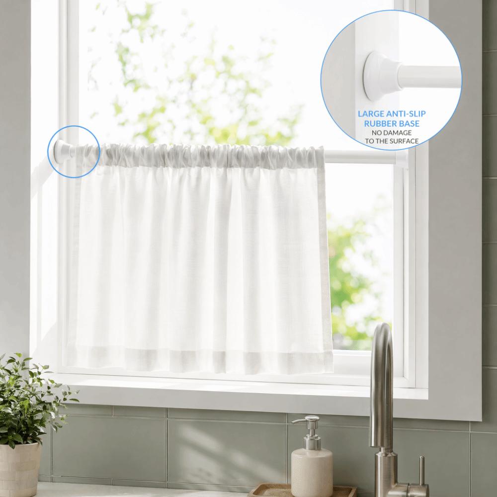Resin, Stainless Steel Expandable Curtain Rod White Telescoping Curtain Rod Indoor