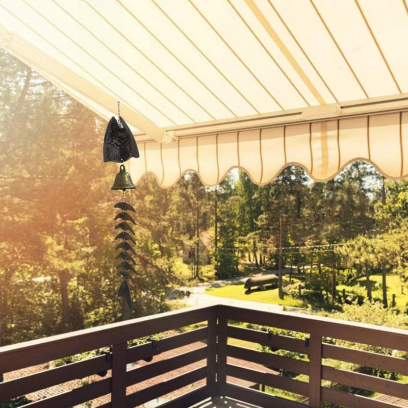 Подвеска-колокольчик на ветер, уличный декор, колокольчик в виде рыбьего скелета, металлические украшения, винтажные колокольчики для крыльца, двора, патио, балкона, сада