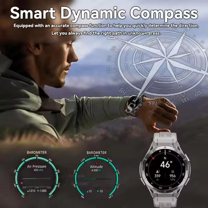 2025 Новые Оригинальные GPS Смарт-часы Ультра 466*466 HD AMOLED Дисплей Спорт Компас BT Звонок IP69 Водонепроницаемый Смарт-браслет Для HUAWEI