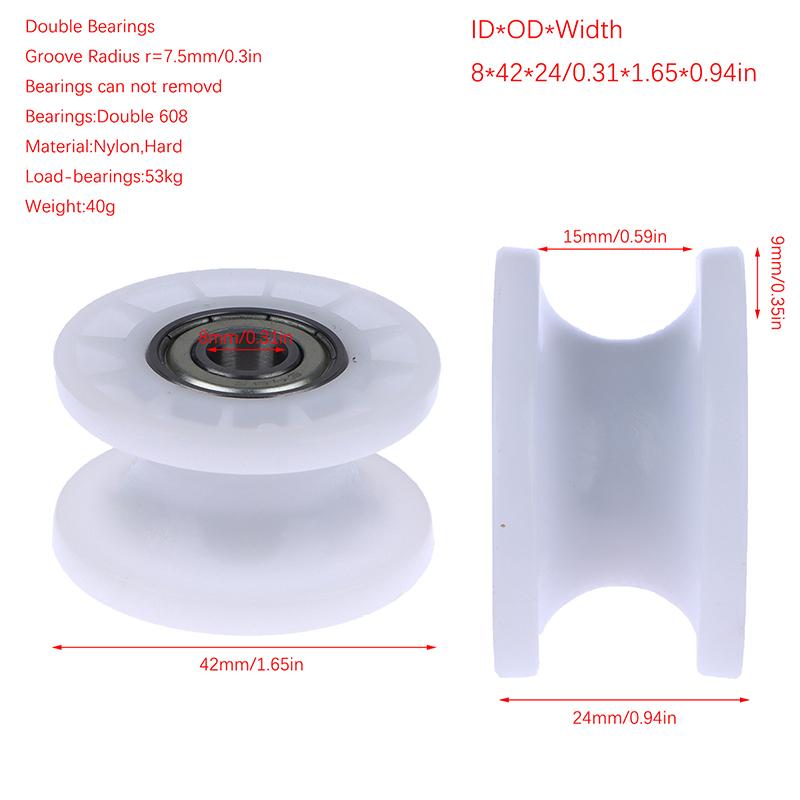 1 шт. механический шкив, рифленое колесо 608Zz, двойной подшипник, роликовый шкив, круглый ролик, 8*42*24 мм