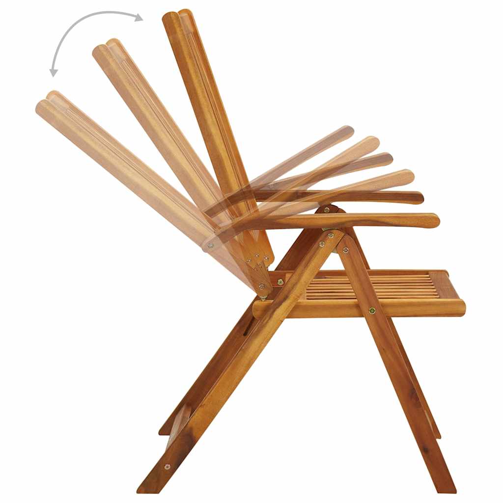vidaXL 4er-Set verstellbare Klappstühle mit Kissen aus massivem Akazienholz