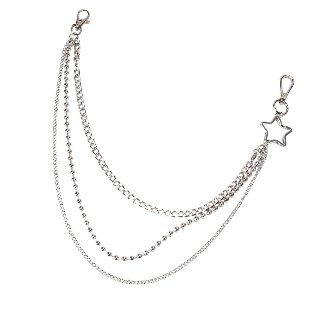 Hiphop Punk Metal Chain Belt with Silver Studs Adjustable Length Chain Belt for Fashionable Adults