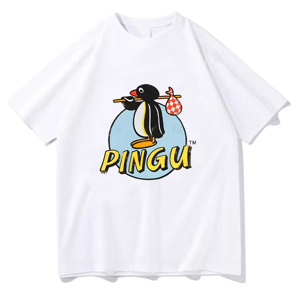 Pingu Classic Logo Natural TShirt Unisex Unisex Round Neck Penguin Tee Shirt Harajuku Clothes Classic Comfortable Chic Y2K Top