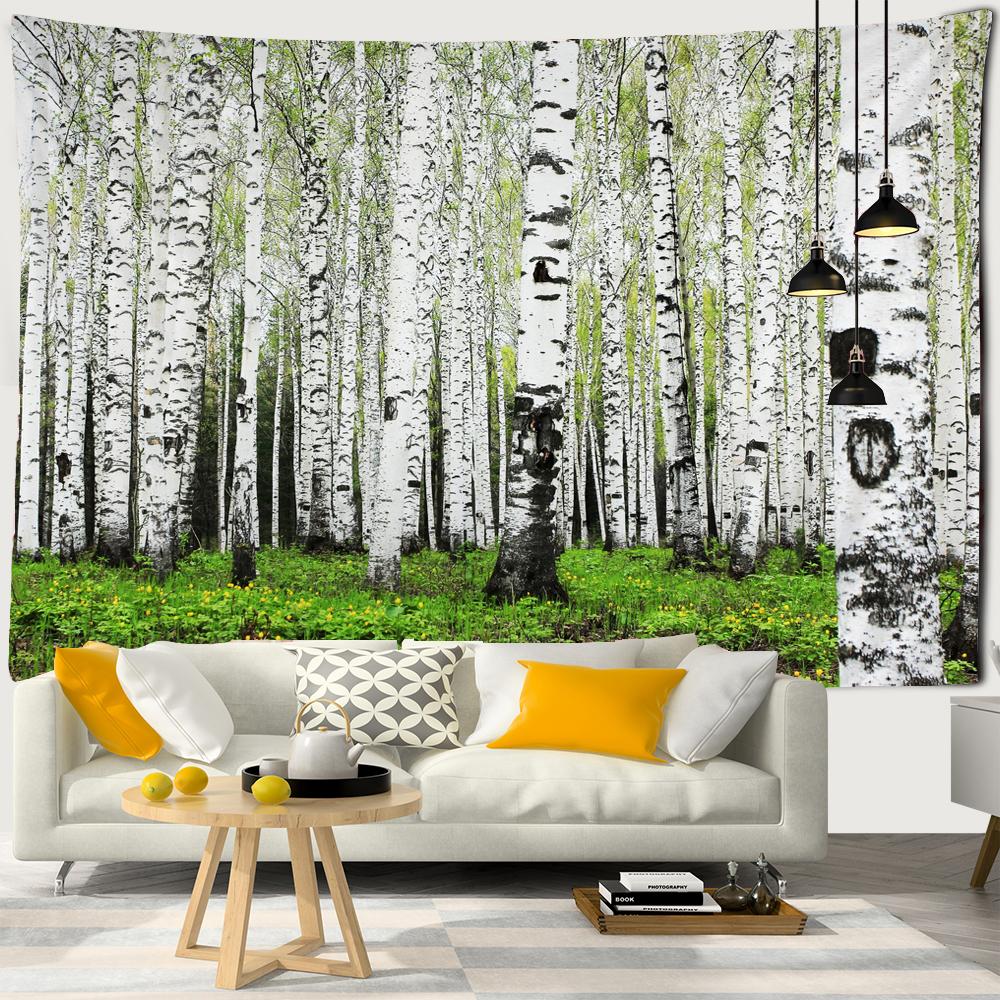 3D пейзаж лес береза лес деревья большой гобелен хиппи настенный гобелен богемный декор гобелен спальня фон ткань