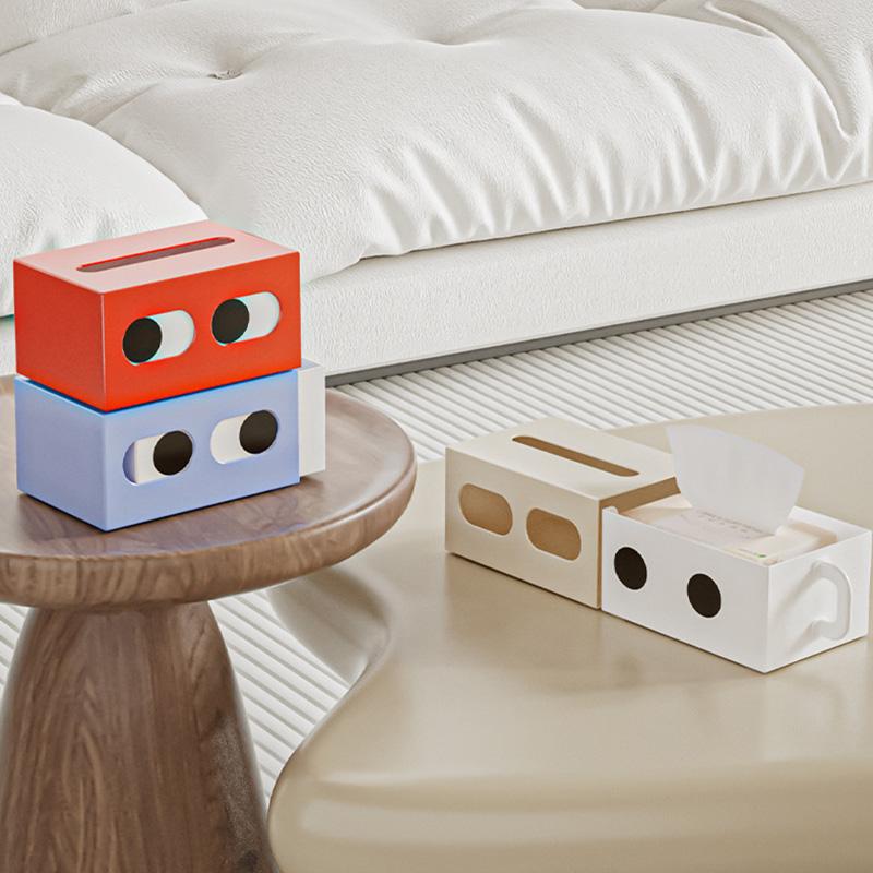 1PC Tissue Box Creative Cute Expression Paper Towel Box Multifunctional Desktop Storage Box Living Room Dining Room Tissue Box