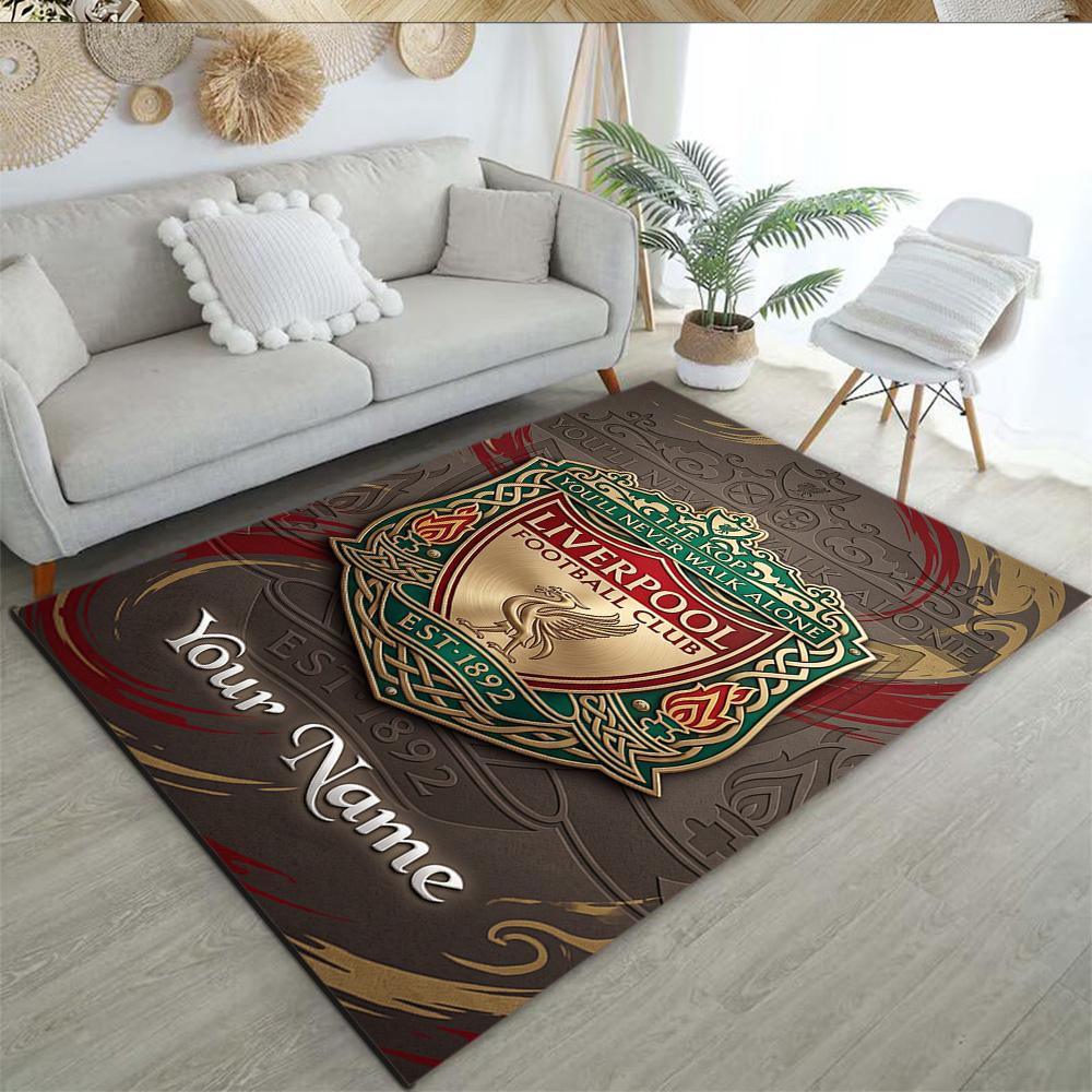 Liverpool Fc Customized Name Floor Rug Office Rug Design For Playrooms Dormitory Entryway Living Rooms Antislip Rug Anime Office Decor