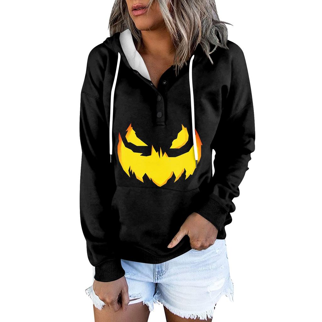 Женская модная облегающая толстовка с капюшоном и длинным рукавом с принтом на Хэллоуин