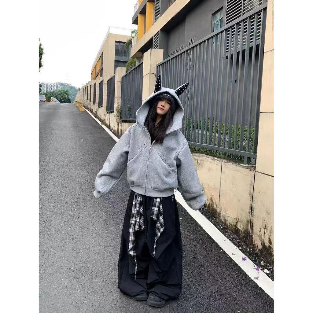 В наличии модная американская толстовка с ушами добермана, тяжелый кардиган с плюшем - Модный, Повседневный, Универсальный.