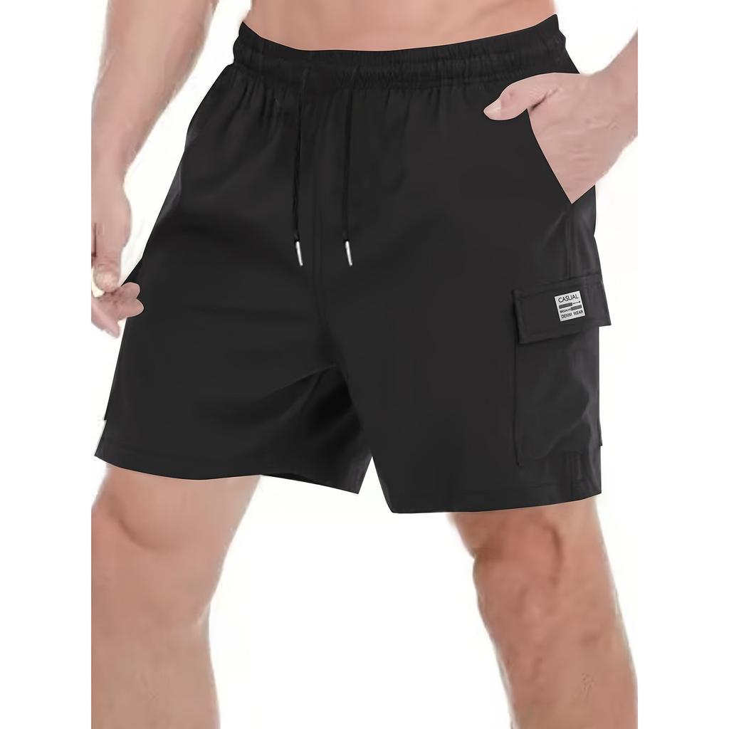 Men's Elastic Waist Lightweight Breathable Casual Sports Shorts with Side Pockets and Adjustable Drawstring for Outdoor Activities