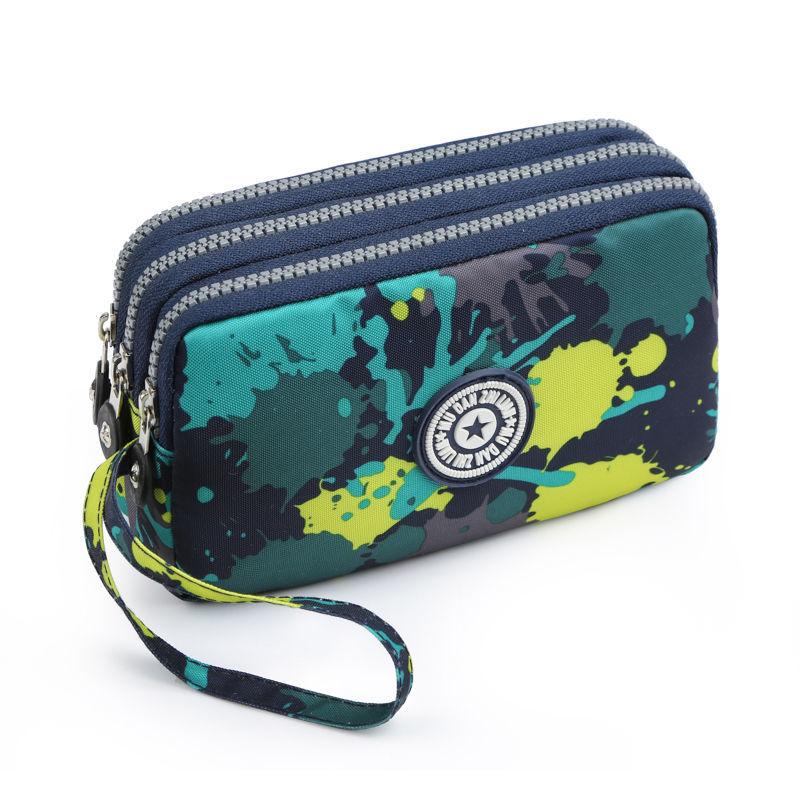 2023 Waterproof Women's Three-layer Zipper Coin Wallet Cosmetic Bag Canvas Women Purse Clutch Women's Purse Best Phone Wallet
