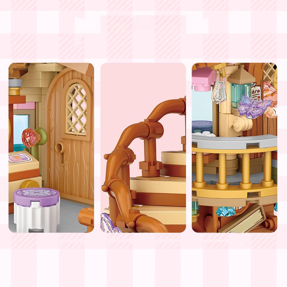 1149 шт. Наборы для сборки домика на дереве с цветущей сакурой, домик на дереве с цветами, микро-строительные блоки, модель, подарки для девочек и мальчиков