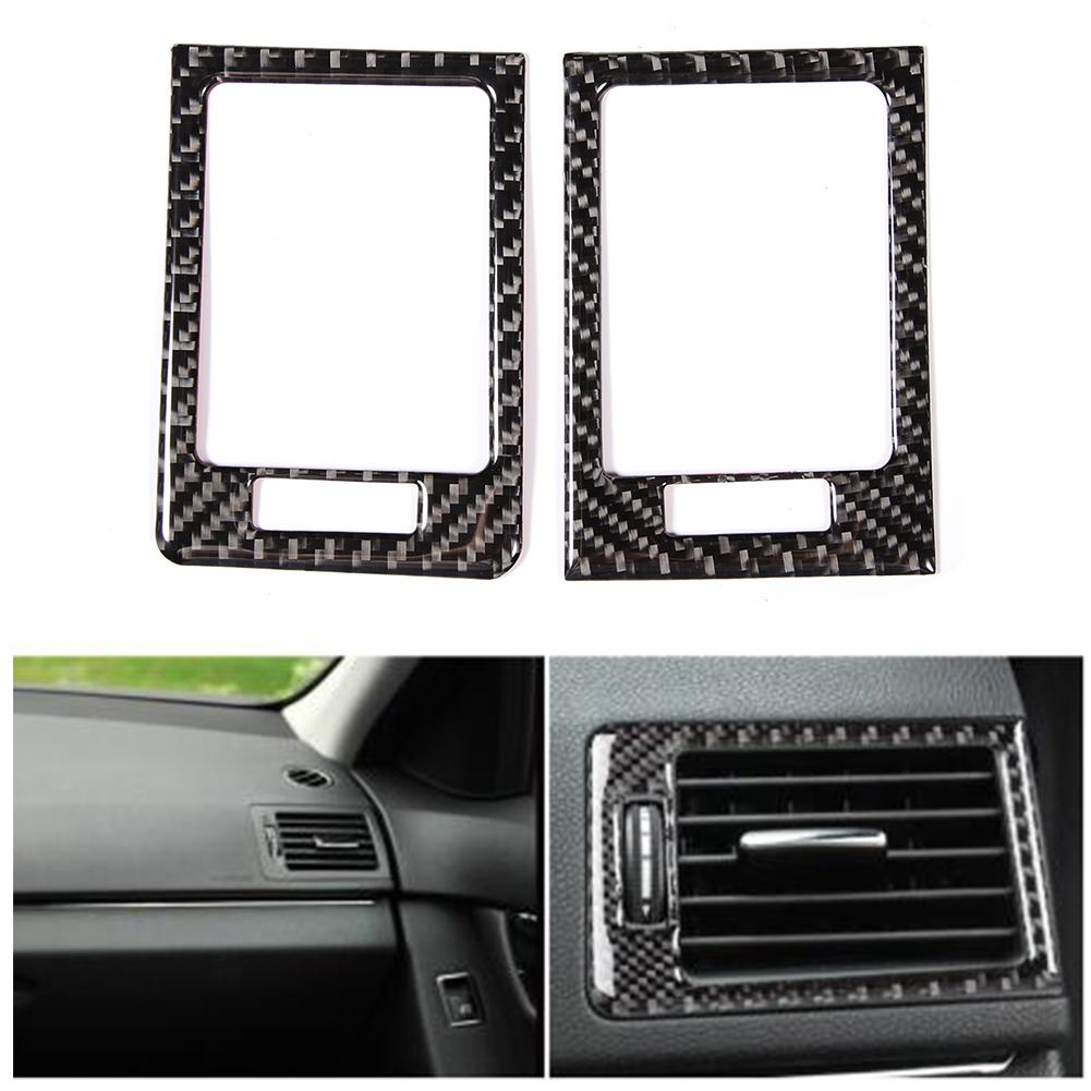 2 Pcs Control Panel Vent Trim Soft Carbon Fiber Air Outlet Cover Fit for Mercedes W204 05 12