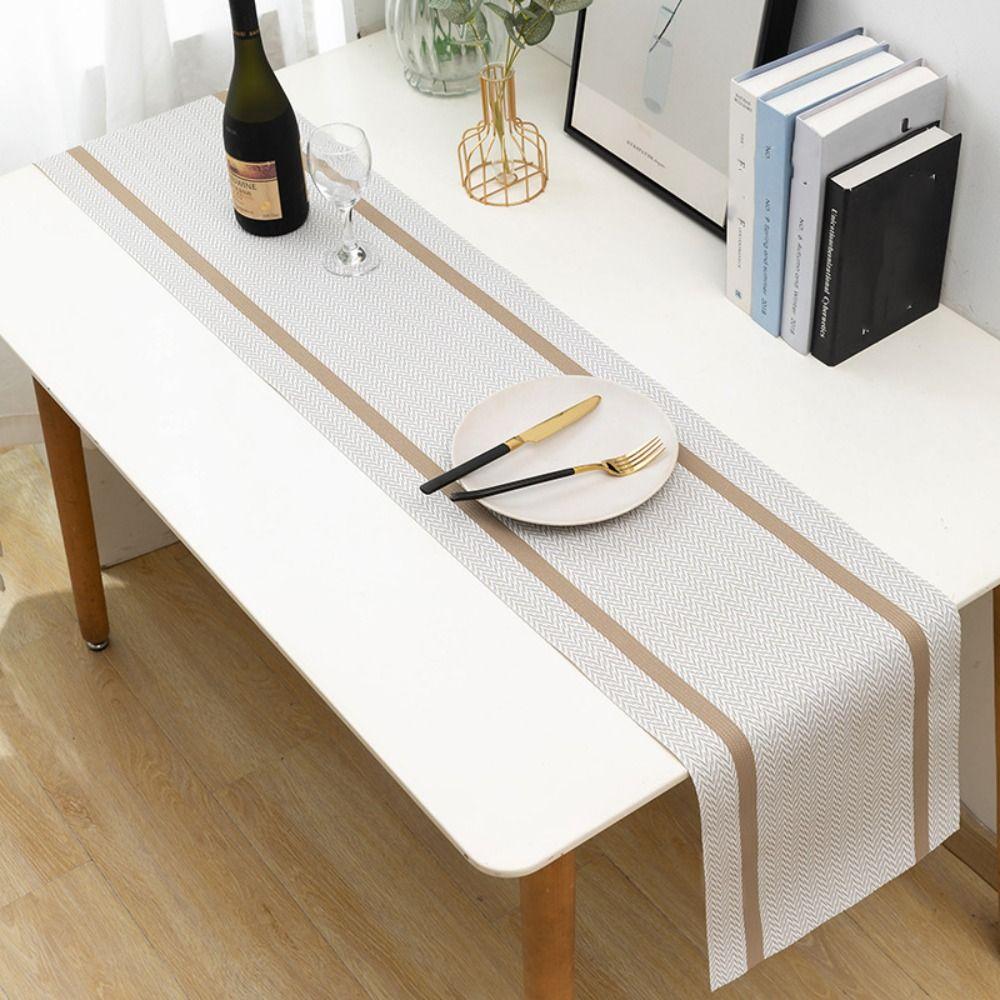 Practical Waterproof PVC Table Runner Stain-resistant Anti Slip Table Cover Oil-resistant Anti-scalding Desk Cover Living Room