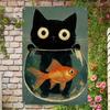 Винтажная металлическая настенная табличка с черным котом для декора домашнего бара, кафе