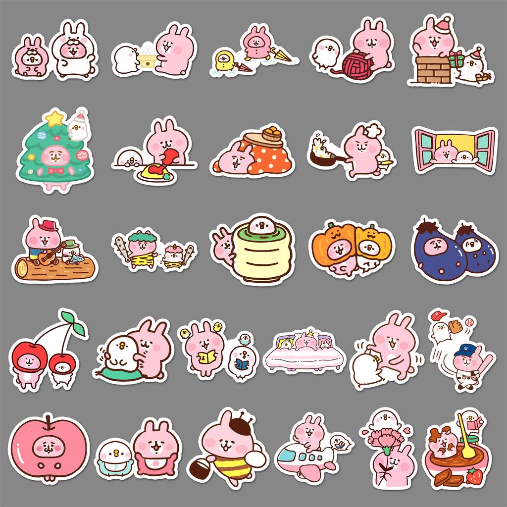 52 Graffiti Stickers Cartoon Cute Pink Rabbit Hand Account Gu Card Decorative Mobile Phone Water Cup Stickers