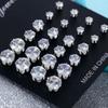 Six Claw Crystal Zirconia Earrings with White Diamonds Fashion 12 Pairs Combination Card Mounted Earrings