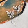 Stylish Ink Painting Butterfly Earrings Minimalistic Chinese Style Silver Color