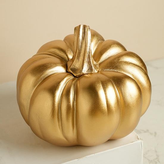 Halloween Pumpkin Ornament Fine Workmanship Hand-painted Pumpkin Art Piece Autumn Seasonal Home Decor