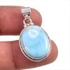 Natural Republic Larimar Gemstone Handmade 925 Solid Silver Pendant 1.5" o1G61