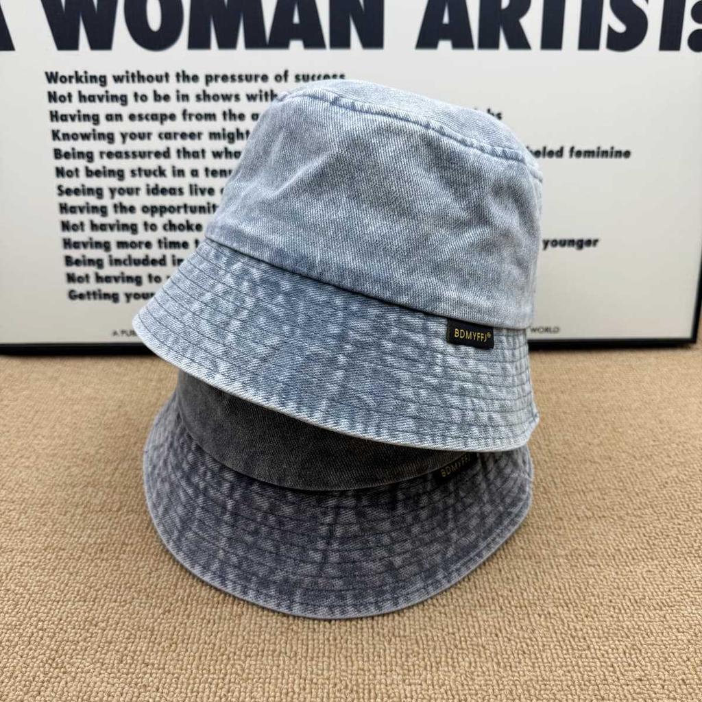 Street explosion versatile old bucket hat men and women weaving label breathable and comfortable summer casual versatile basin hat