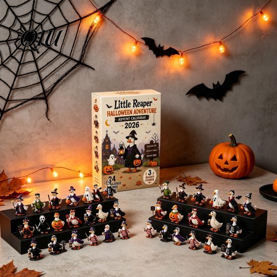 Cute Halloween Decorations Goose Advent Calendar 2026, 24 Day Countdown with Spooky Desk Ornaments Acrylic Duck Ornaments, Collectible Gift