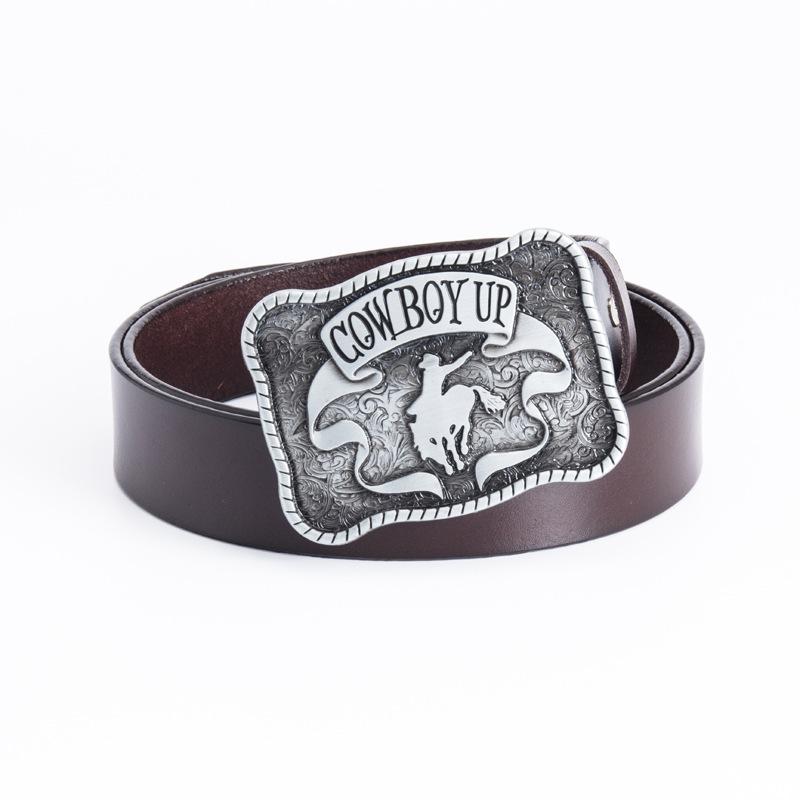 Ремень из воловьей кожи Независимая упаковка Мужской черный ремень Металлическая одежда для взрослых Аксессуары