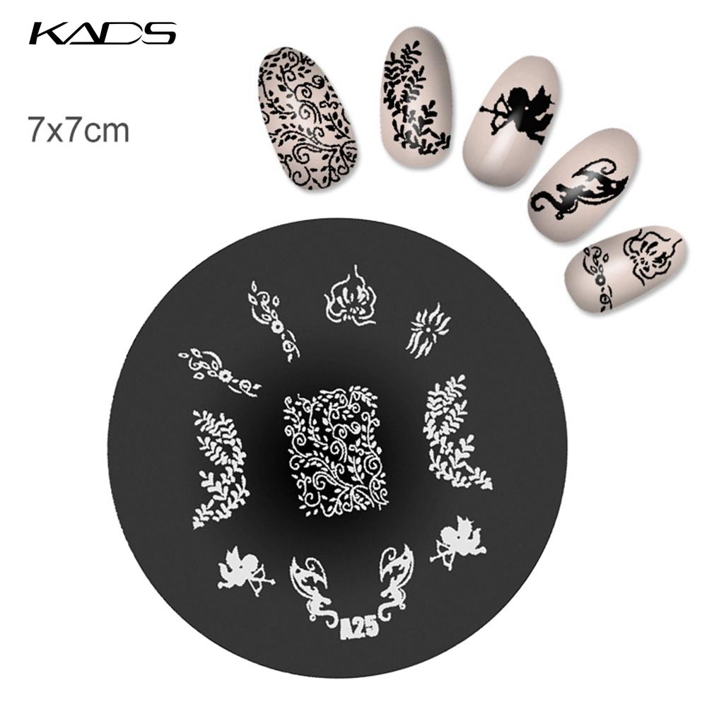 kads 1PC Round Stainless Steel Nail Art Nail Stamping Plates Manicure Stamp DIY for Nail Templates Classic Series Tools
