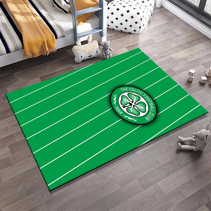 Celtic Football Club Green Stripe Rug Non-slip rug suitable for living room and bedroom sofas.