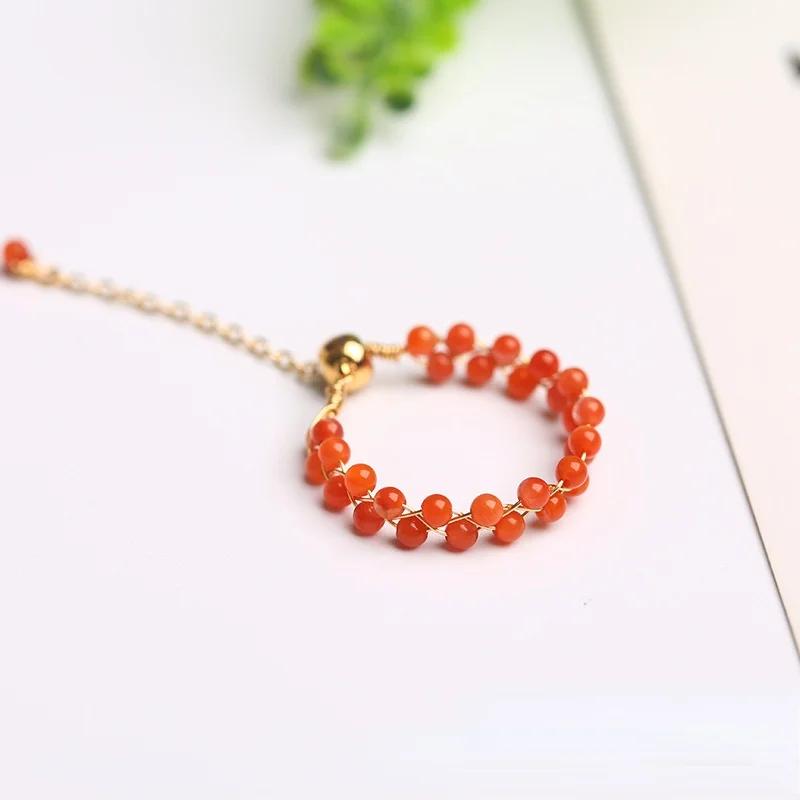 Natural Crystal Ring For Women Agate Tourmaline Moonstone Pearl Faceted Adjustable Winding Wire Ring Wedding Jewelry