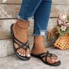 New Style Gold Clip Toe Sandals Women Summer Flat Heels Beach Flip Flops Woman Plus Size 43 Lightweight Outdoor Slippers